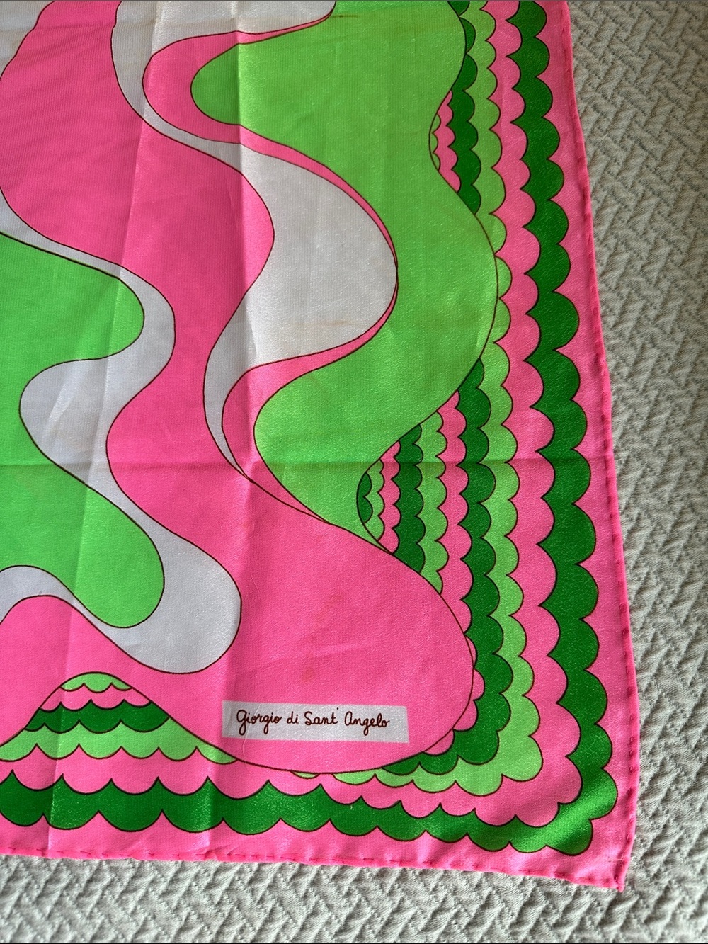 Green and Pink Women's Fashion Scarf - Vibrant Swirl Print - Picture 12 of 16